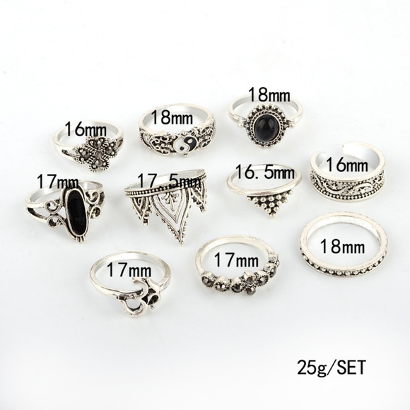 10 pc Bohemian Ring Set - Picture 6 of 6